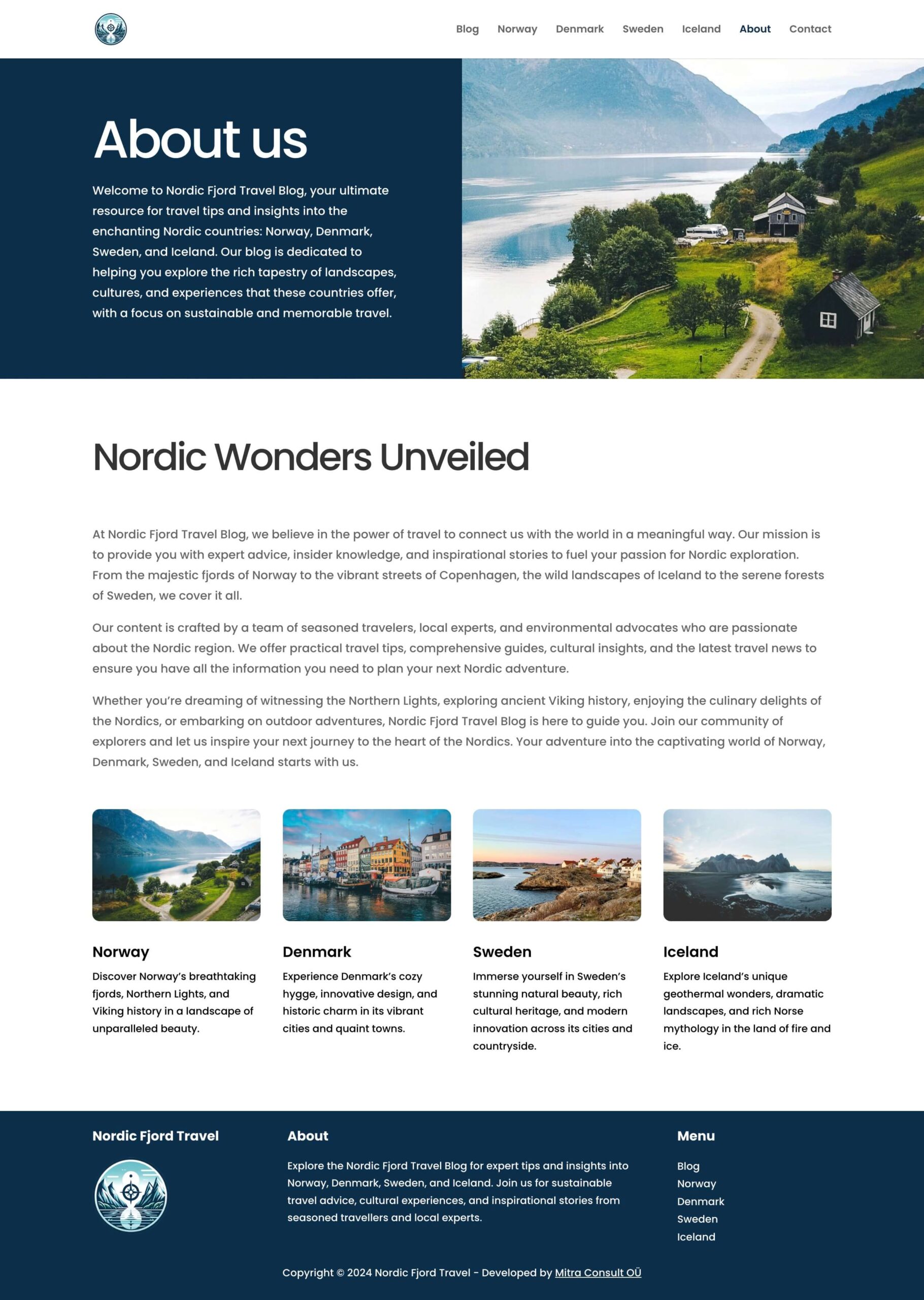 Nordic Fjord Travel Website About Page